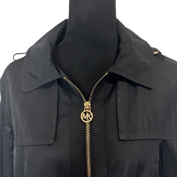 Michael Kors Black Hooded Trench Coat - Picture 2 of 14